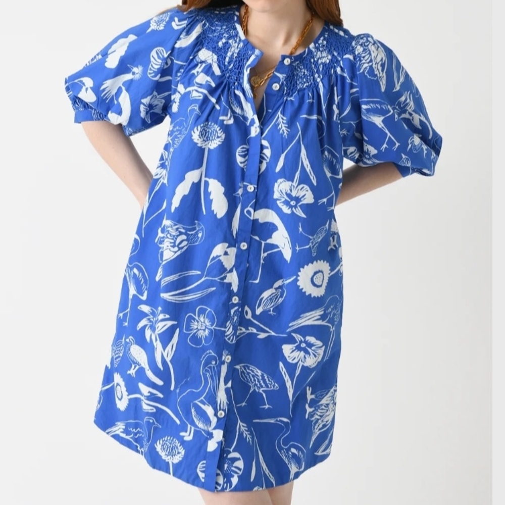 Oliphant Blue and White Novelty Print Dress